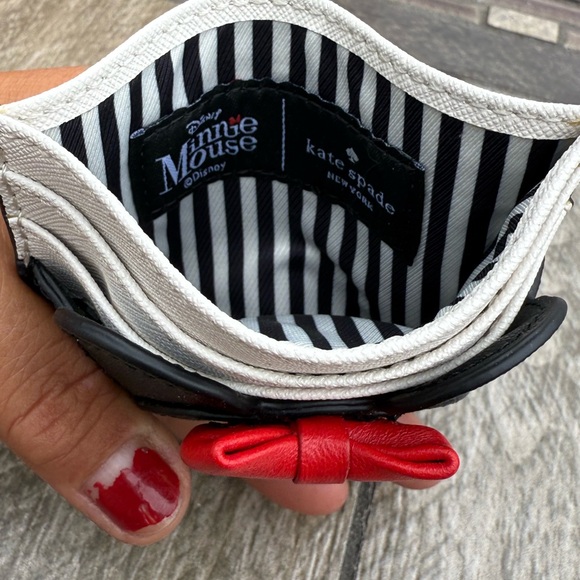 NWOT! Kate Spade Black and Red Minnie Mouse Bow Card Holder Disney Wallet - Picture 4 of 5